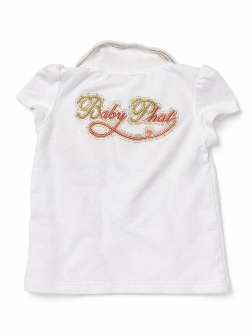 Baby Phat Infant White Short Sleeve Polo Shirt Embroidered Logo Floral 18M